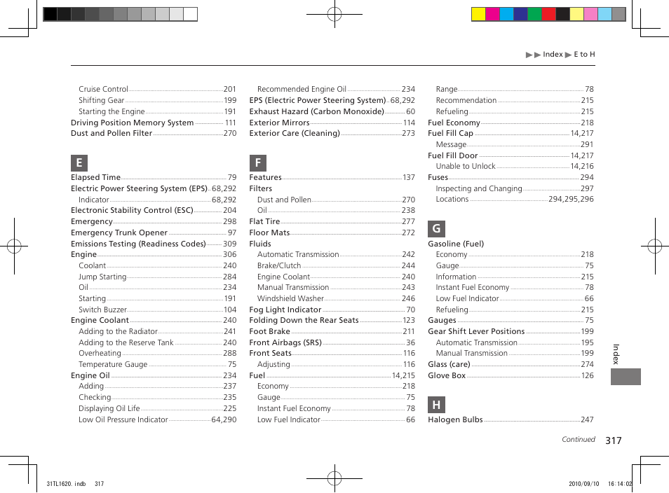 Acura 2011 TSX User Manual | Page 319 / 325