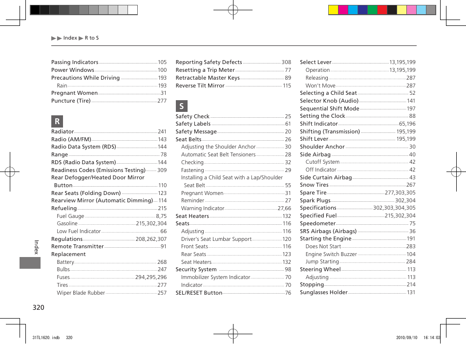 Acura 2011 TSX User Manual | Page 322 / 325