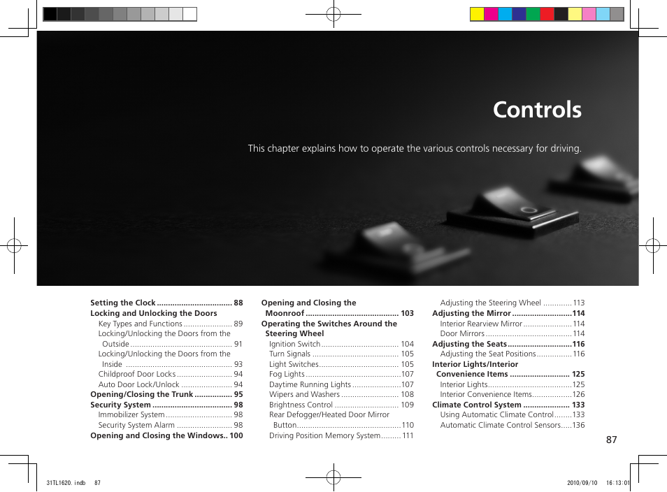 Controls | Acura 2011 TSX User Manual | Page 89 / 325