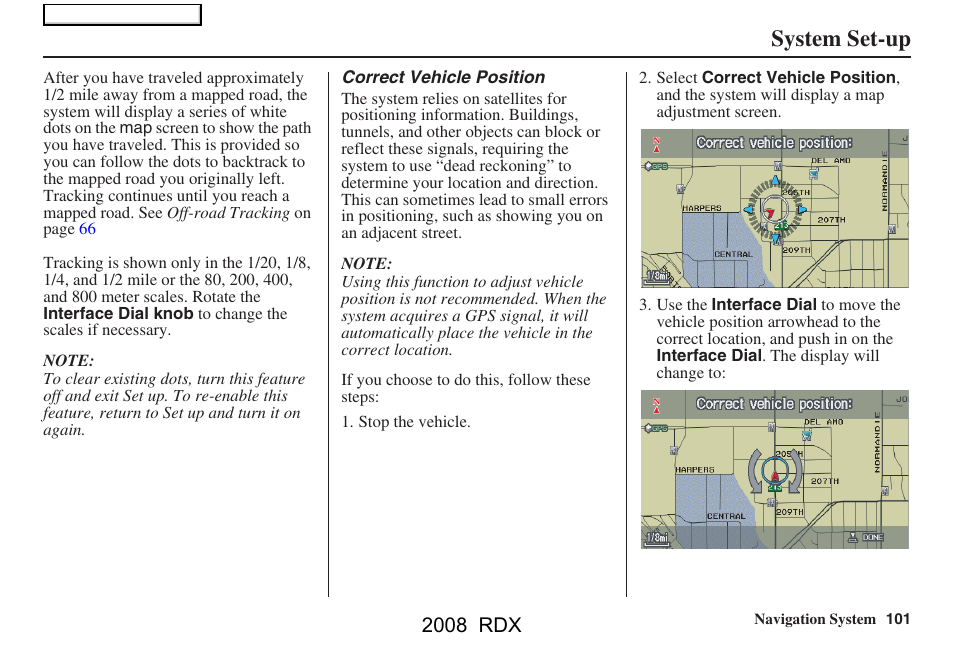 System set-up, 2008 rdx | Acura 2008 RDX Navigation User Manual | Page 101 / 160