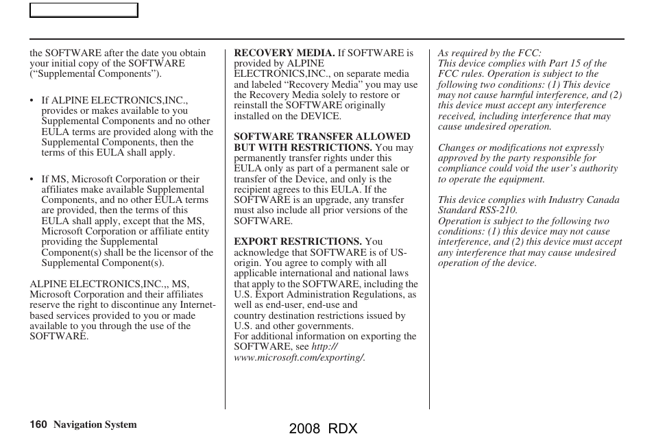 2008 rdx | Acura 2008 RDX Navigation User Manual | Page 160 / 160