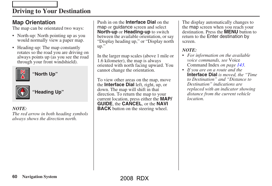 Driving to your destination, 2008 rdx | Acura 2008 RDX Navigation User Manual | Page 60 / 160