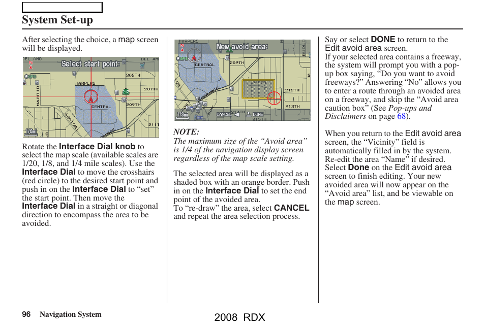 System set-up, 2008 rdx | Acura 2008 RDX Navigation User Manual | Page 96 / 160