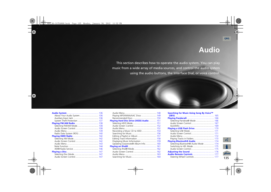 2 audio p. 135, P.135, Audio | Acura 2013 RDX Navigation User Manual | Page 136 / 260