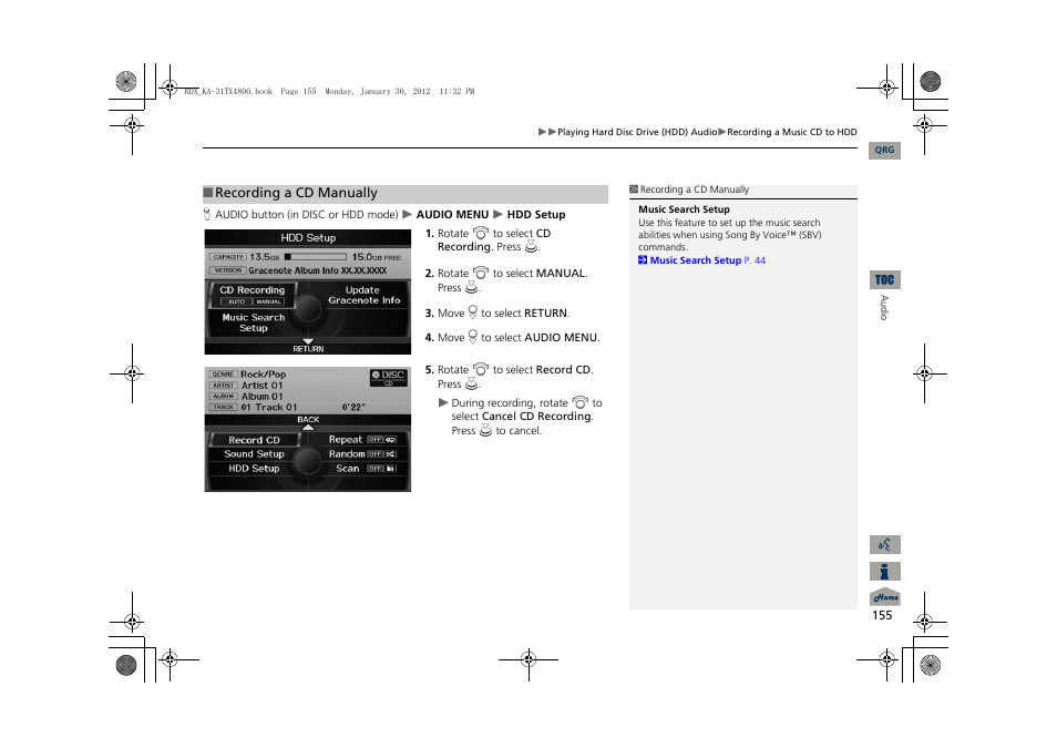 Acura 2013 RDX Navigation User Manual | Page 156 / 260