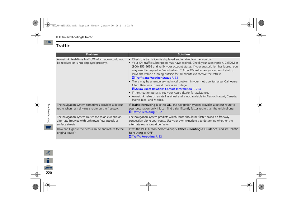 Traffic | Acura 2013 RDX Navigation User Manual | Page 221 / 260