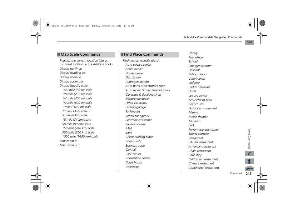 2 map scale commands p. 245 | Acura 2013 RDX Navigation User Manual | Page 246 / 260
