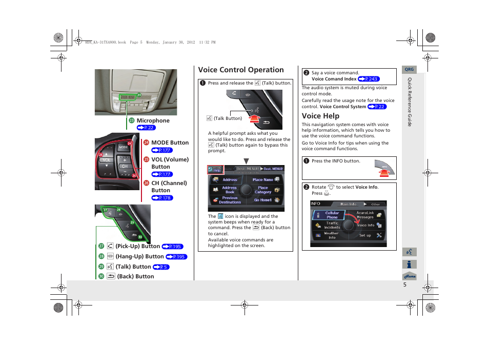 Voice control operation, Voice help | Acura 2013 RDX Navigation User Manual | Page 6 / 260