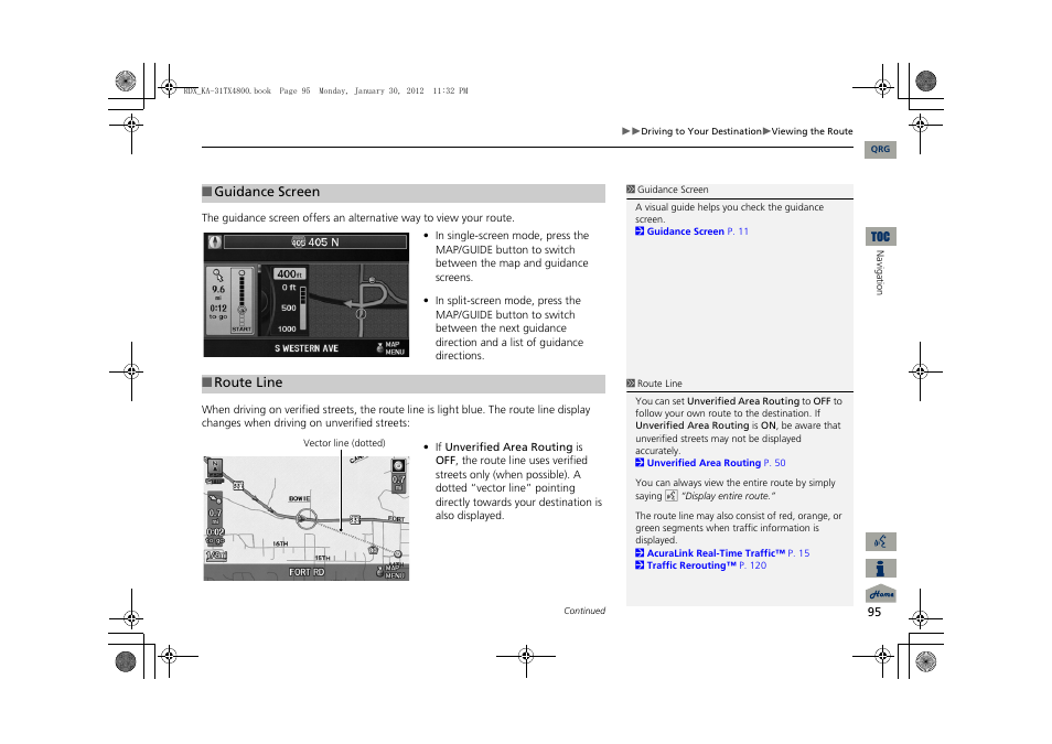 P95), 2 route line, P. 95 | Acura 2013 RDX Navigation User Manual | Page 96 / 260