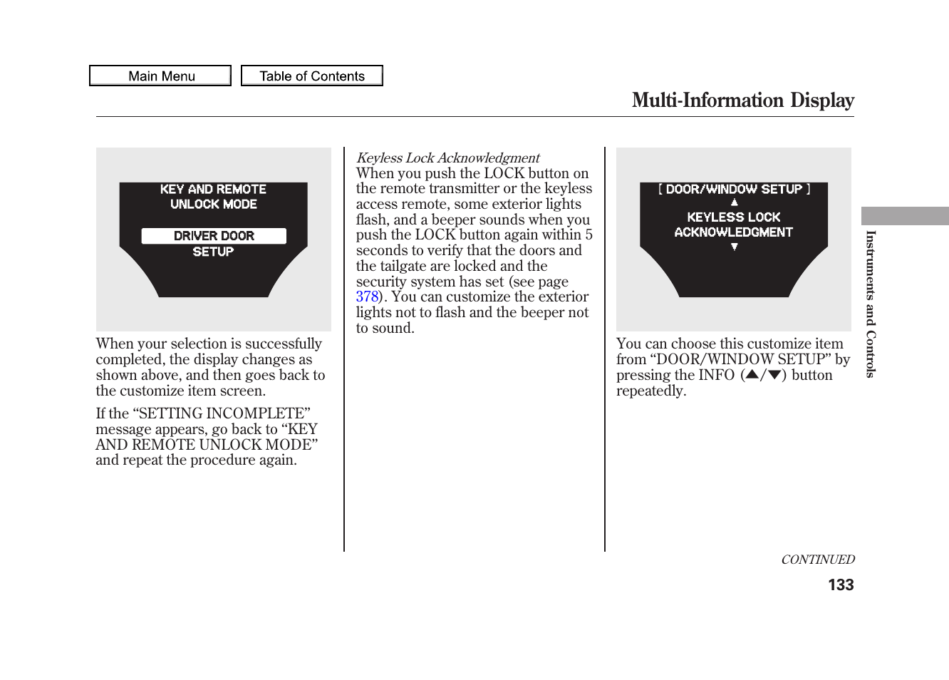 Multi-information display, 2010 zdx | Acura 2010 ZDX User Manual | Page 137 / 643