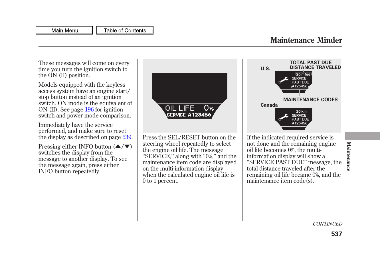 Maintenance minder, 2010 zdx | Acura 2010 ZDX User Manual | Page 541 / 643