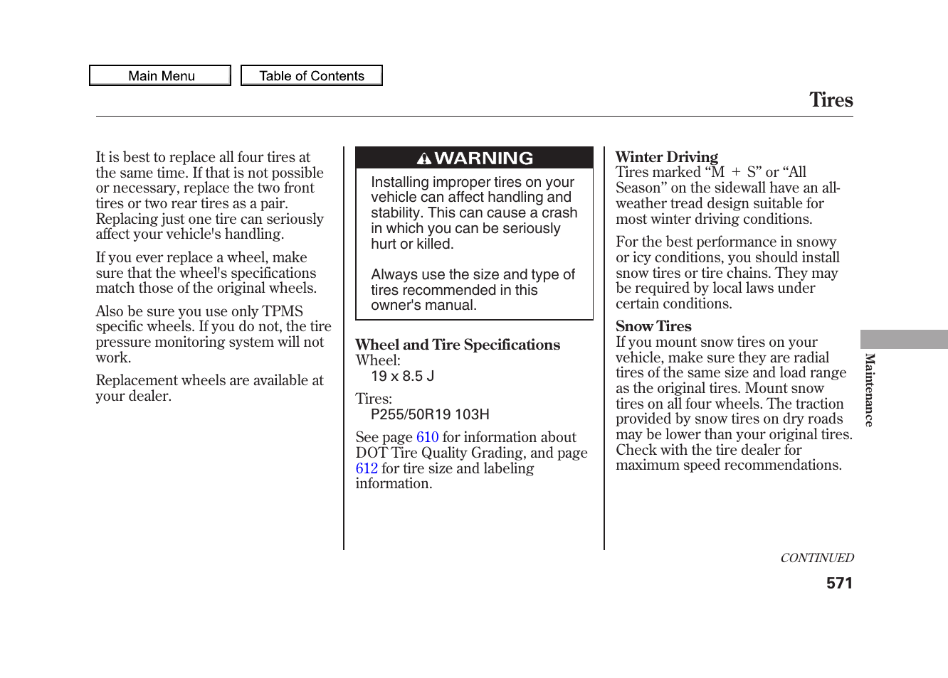 Tires, 2010 zdx | Acura 2010 ZDX User Manual | Page 575 / 643