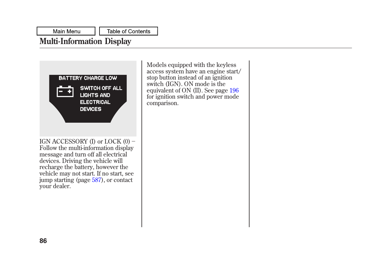 Multi-information display | Acura 2010 ZDX User Manual | Page 90 / 643