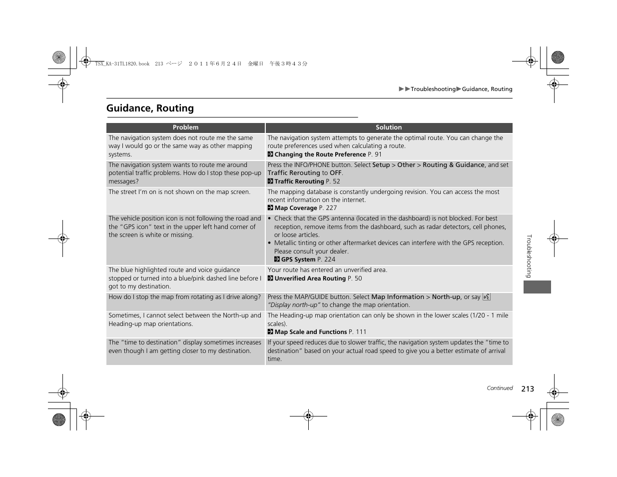 Guidance, routing | Acura 2012 TSX Navigation User Manual | Page 215 / 253