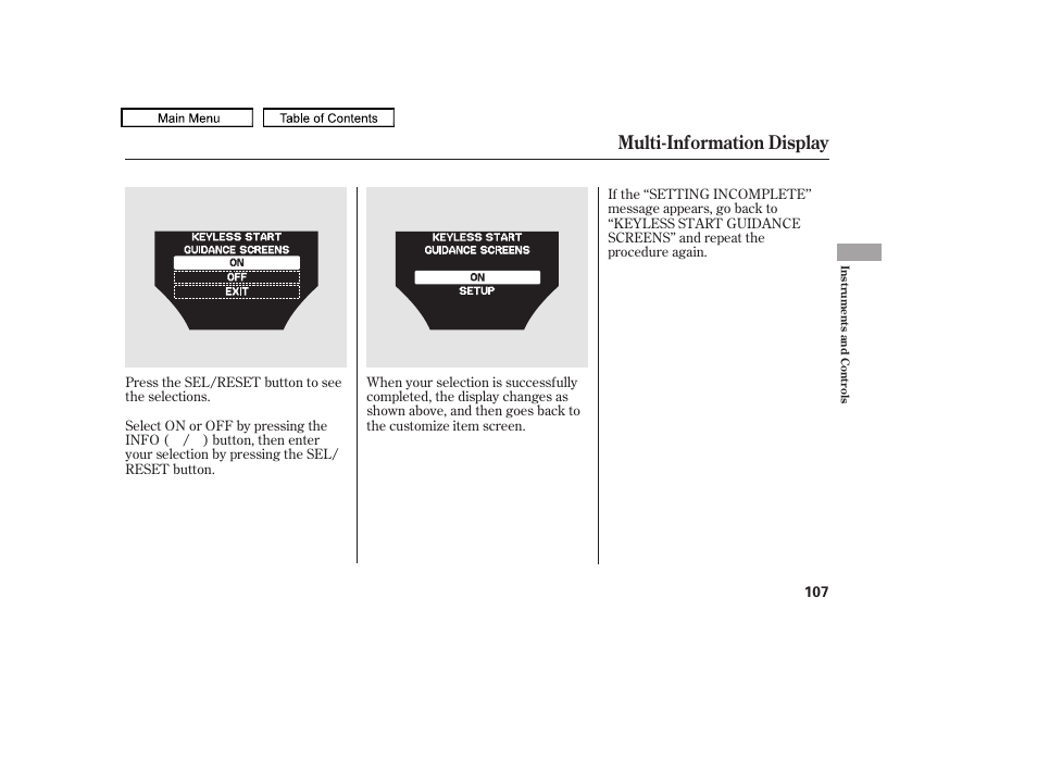 Multi-information display, 2010 tl | Acura 2010 TL User Manual | Page 110 / 612