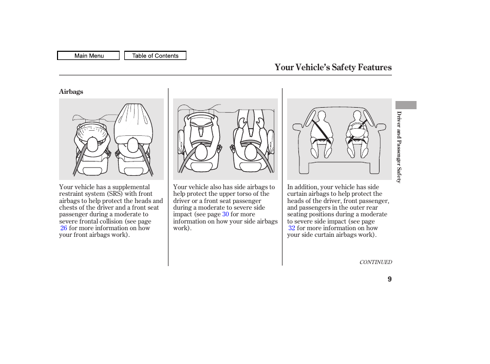 Your vehicle’s safety features | Acura 2010 TL User Manual | Page 12 / 612
