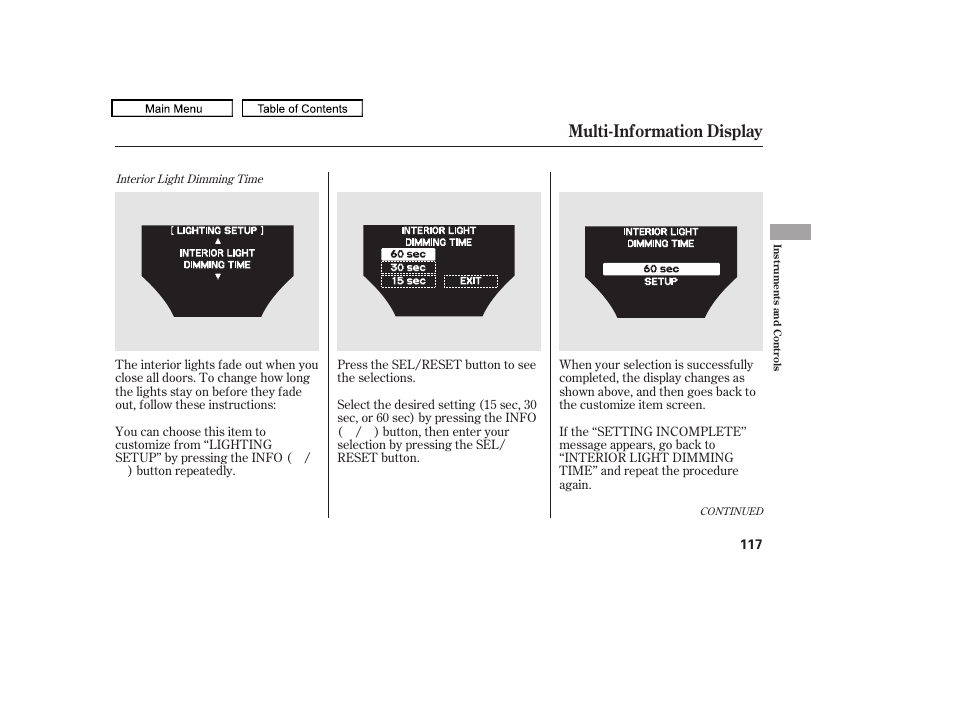 Multi-information display, 2010 tl | Acura 2010 TL User Manual | Page 120 / 612