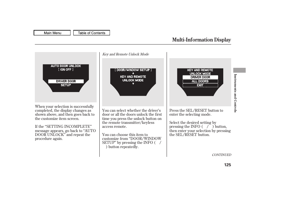 Multi-information display, 2010 tl | Acura 2010 TL User Manual | Page 128 / 612
