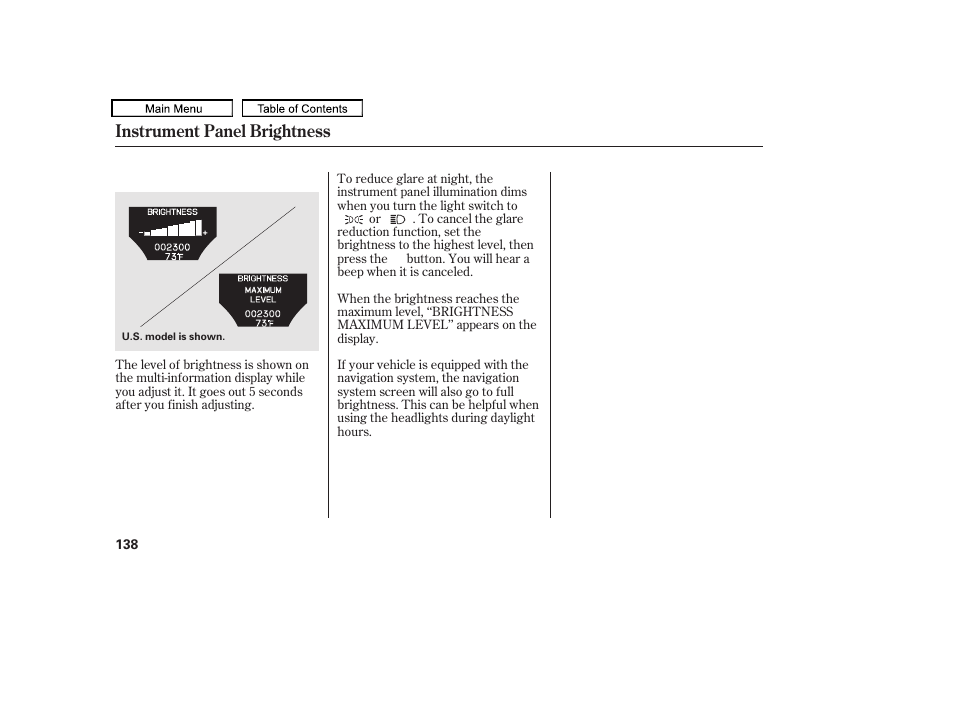 Instrument panel brightness | Acura 2010 TL User Manual | Page 141 / 612
