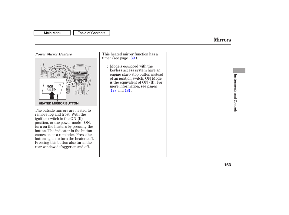 Mirrors, 2010 tl | Acura 2010 TL User Manual | Page 166 / 612