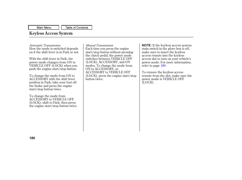 Keyless access system | Acura 2010 TL User Manual | Page 183 / 612