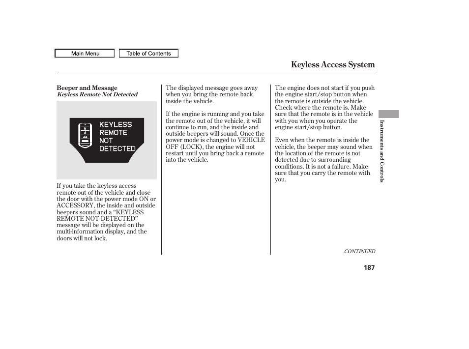 Keyless access system, 2010 tl | Acura 2010 TL User Manual | Page 190 / 612