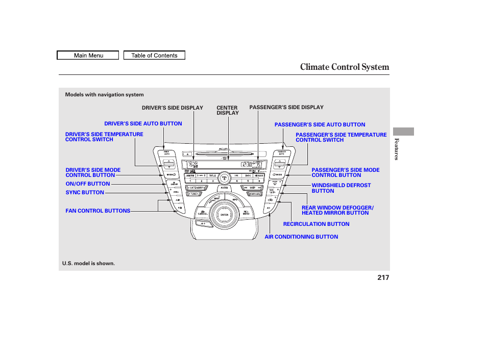 Climate control system, 2010 tl | Acura 2010 TL User Manual | Page 220 / 612