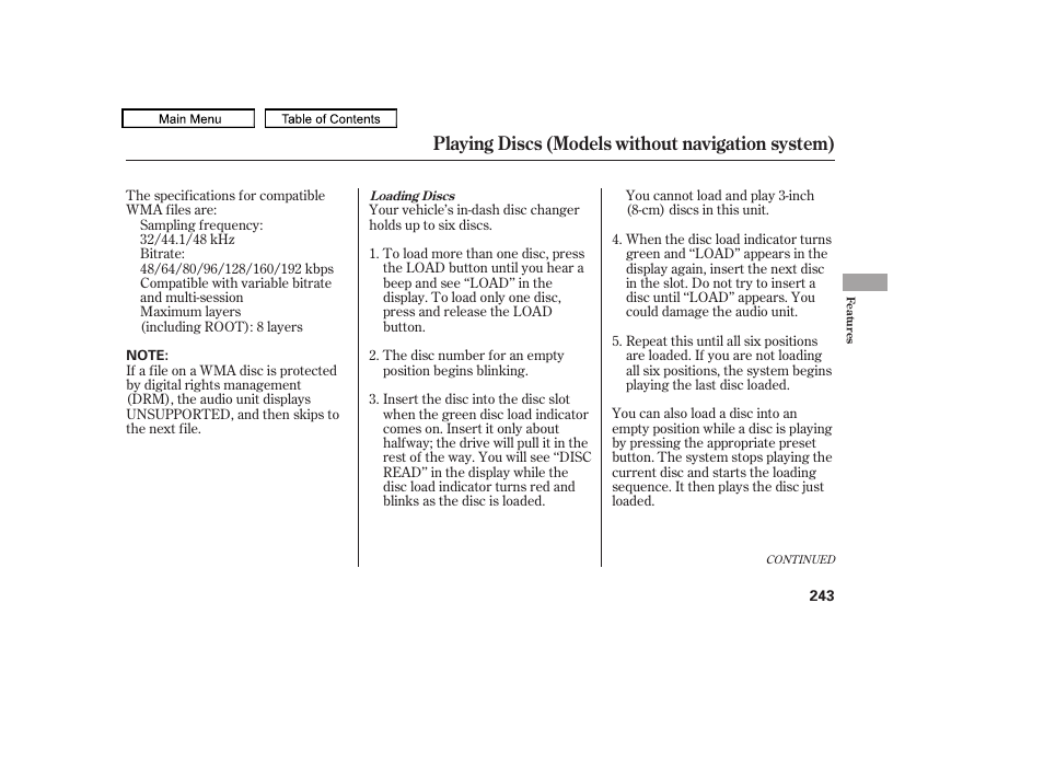 Playing discs (models without navigation system) | Acura 2010 TL User Manual | Page 246 / 612