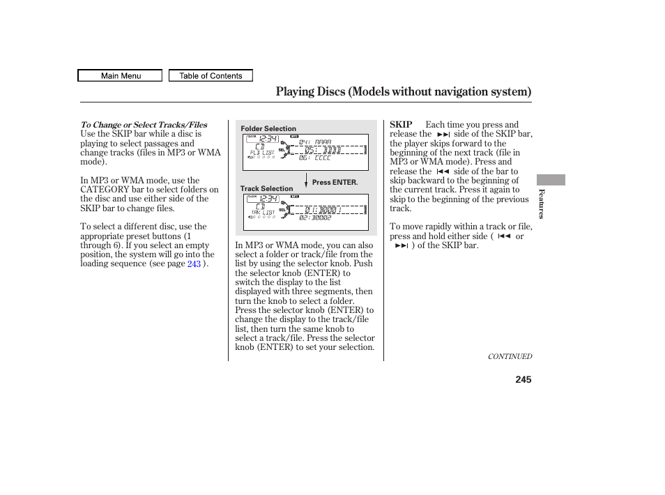 Playing discs (models without navigation system) | Acura 2010 TL User Manual | Page 248 / 612