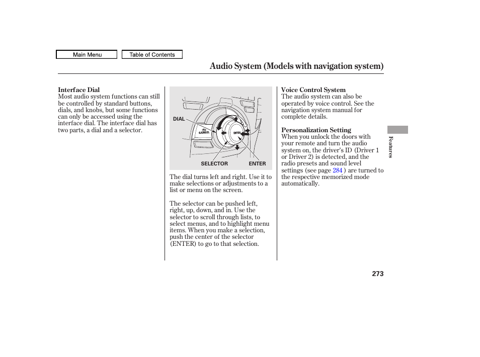 Audio system (models with navigation system) | Acura 2010 TL User Manual | Page 276 / 612