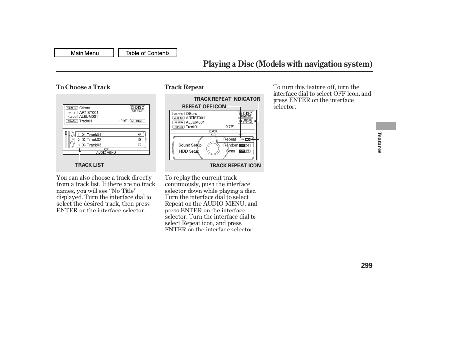 Playing a disc (models with navigation system), 2010 tl | Acura 2010 TL User Manual | Page 302 / 612