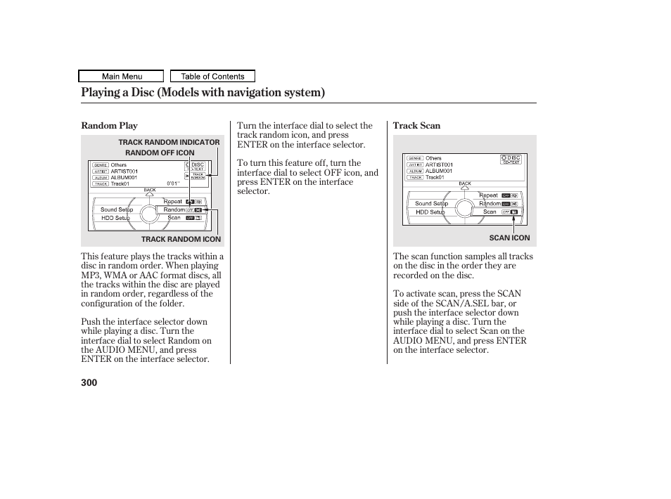 Playing a disc (models with navigation system) | Acura 2010 TL User Manual | Page 303 / 612