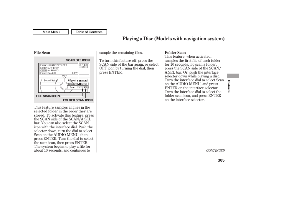 Playing a disc (models with navigation system), 2010 tl | Acura 2010 TL User Manual | Page 308 / 612