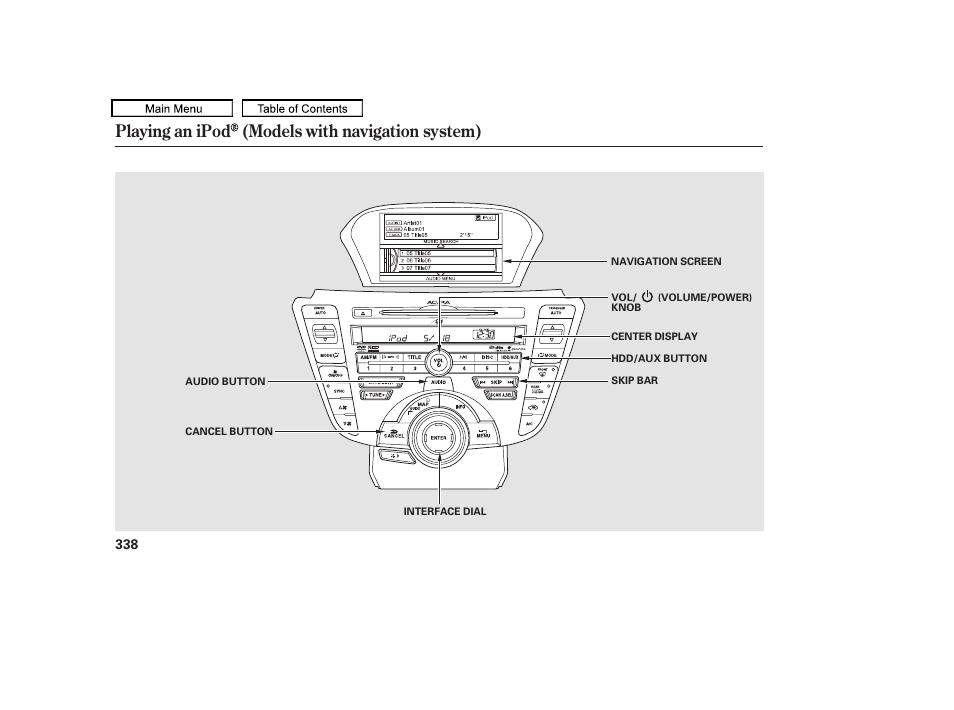Playing an ipod (models with navigation system), 2010 tl | Acura 2010 TL User Manual | Page 341 / 612