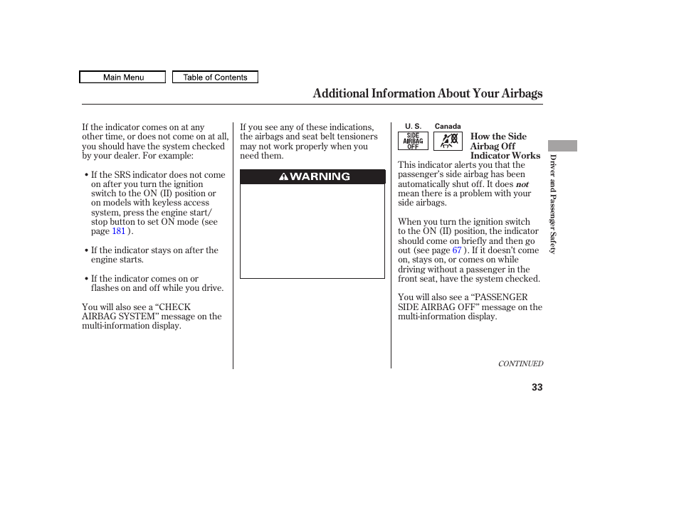 Additional information about your airbags | Acura 2010 TL User Manual | Page 36 / 612