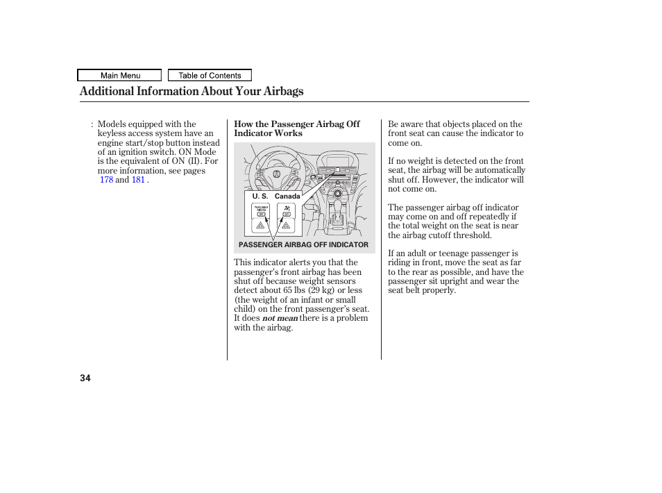 Additional information about your airbags | Acura 2010 TL User Manual | Page 37 / 612