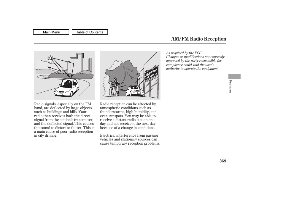 Am/fm radio reception | Acura 2010 TL User Manual | Page 372 / 612