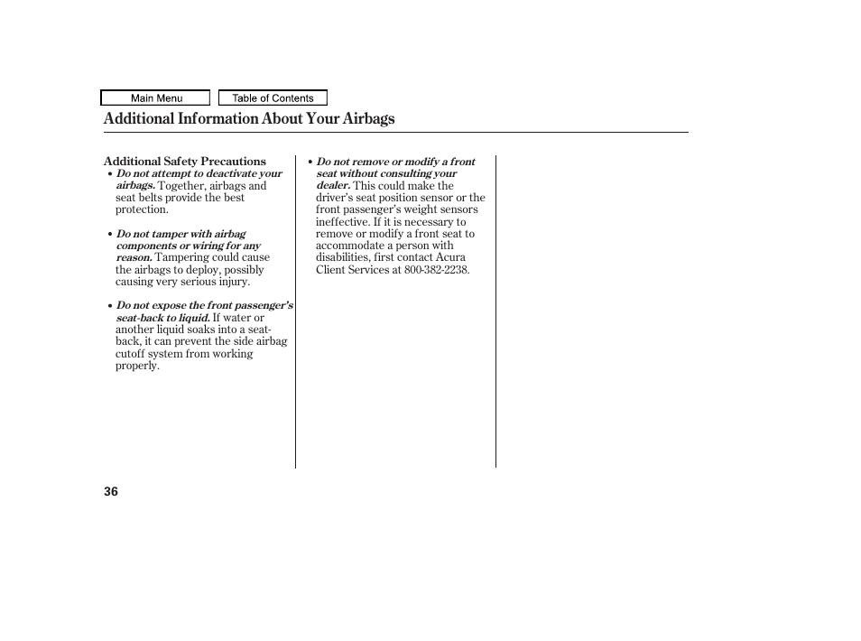 Additional information about your airbags | Acura 2010 TL User Manual | Page 39 / 612