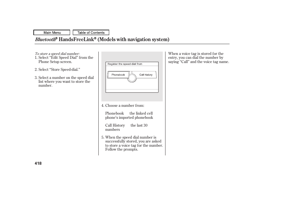 Handsfreelink (models with navigation system), Bluetooth | Acura 2010 TL User Manual | Page 421 / 612