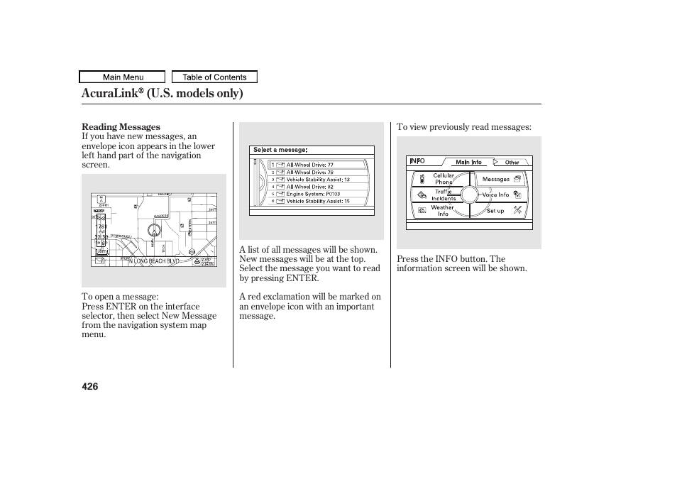 Acuralink (u.s. models only) | Acura 2010 TL User Manual | Page 429 / 612