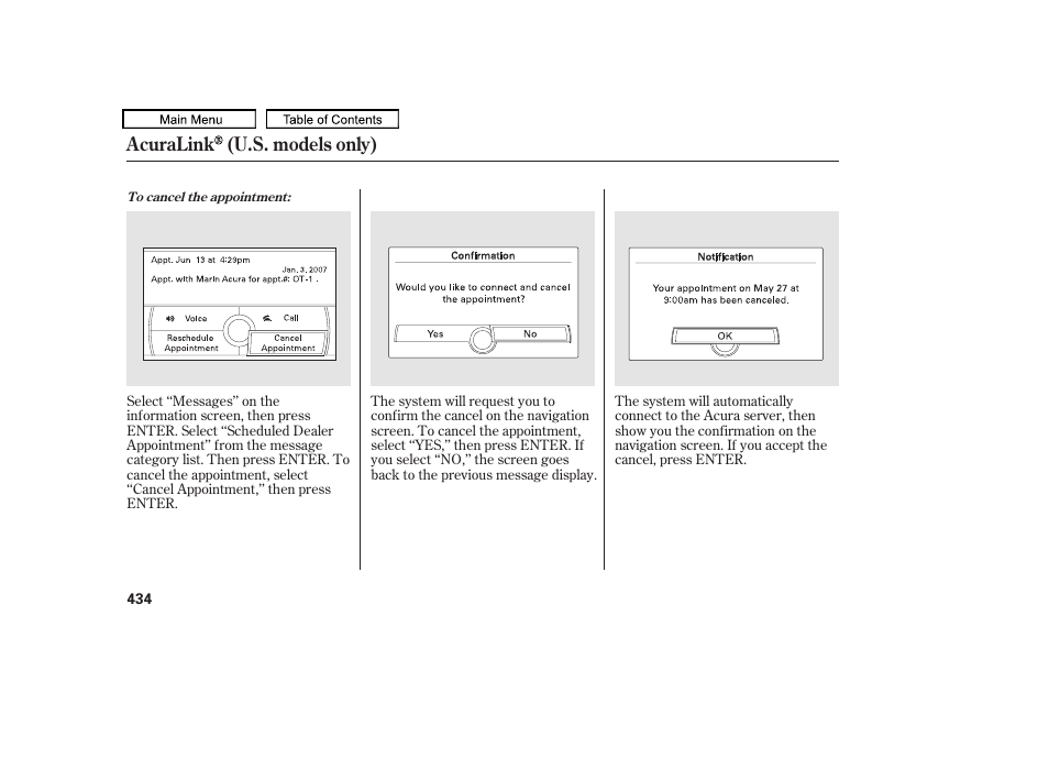 Acuralink (u.s. models only) | Acura 2010 TL User Manual | Page 437 / 612