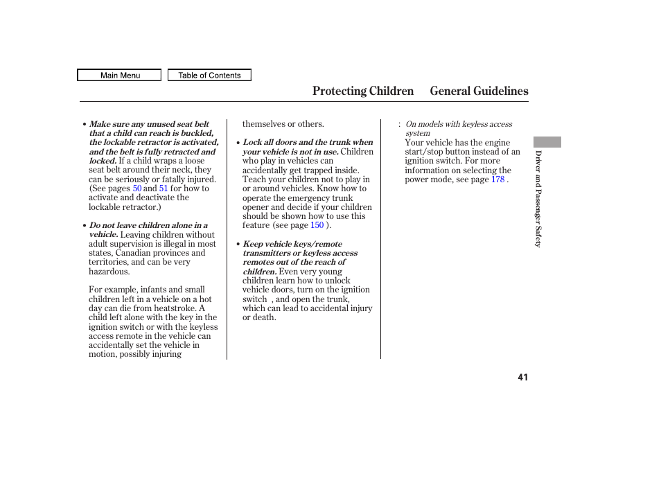 Protecting children general guidelines | Acura 2010 TL User Manual | Page 44 / 612