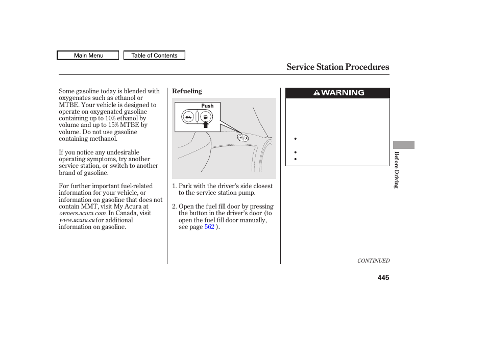Service station procedures | Acura 2010 TL User Manual | Page 448 / 612