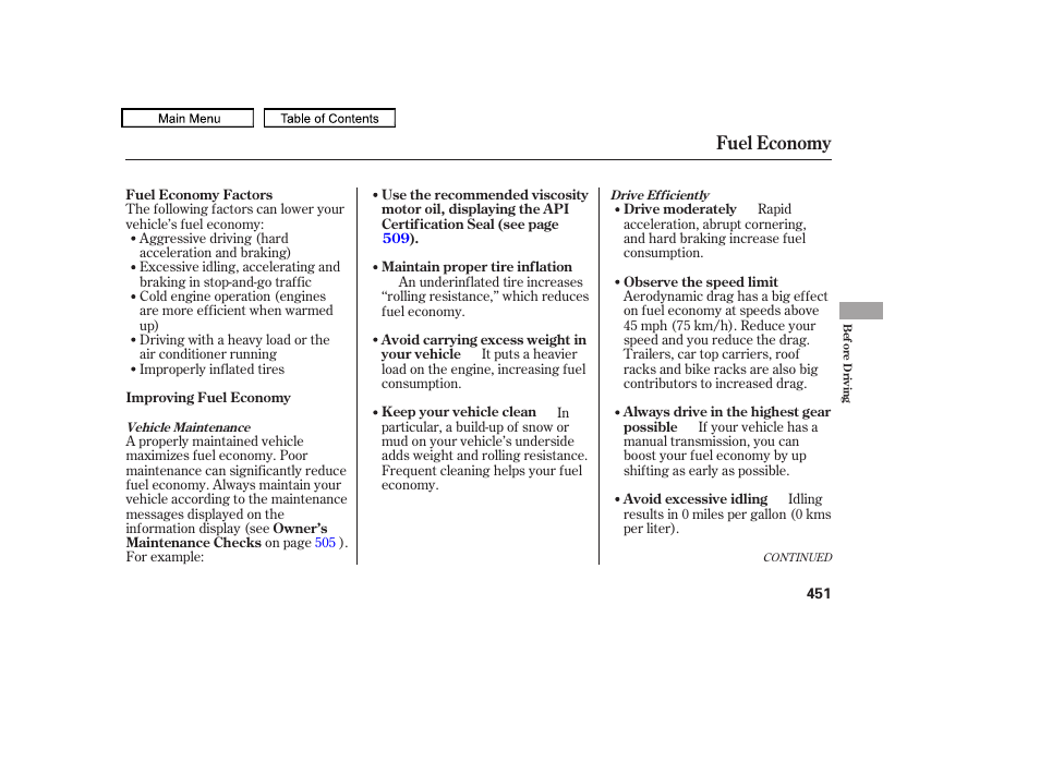 Fuel economy | Acura 2010 TL User Manual | Page 454 / 612