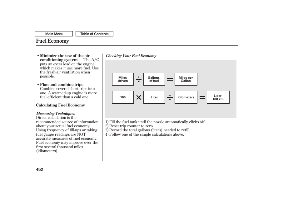 Fuel economy, 2010 tl | Acura 2010 TL User Manual | Page 455 / 612