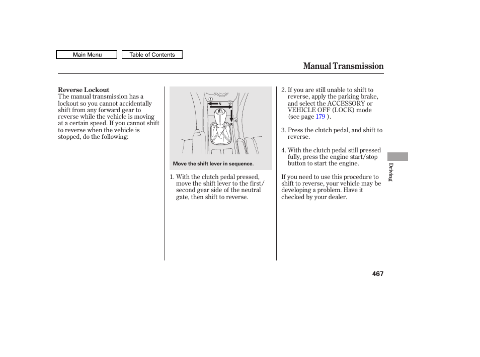 Manual transmission | Acura 2010 TL User Manual | Page 470 / 612