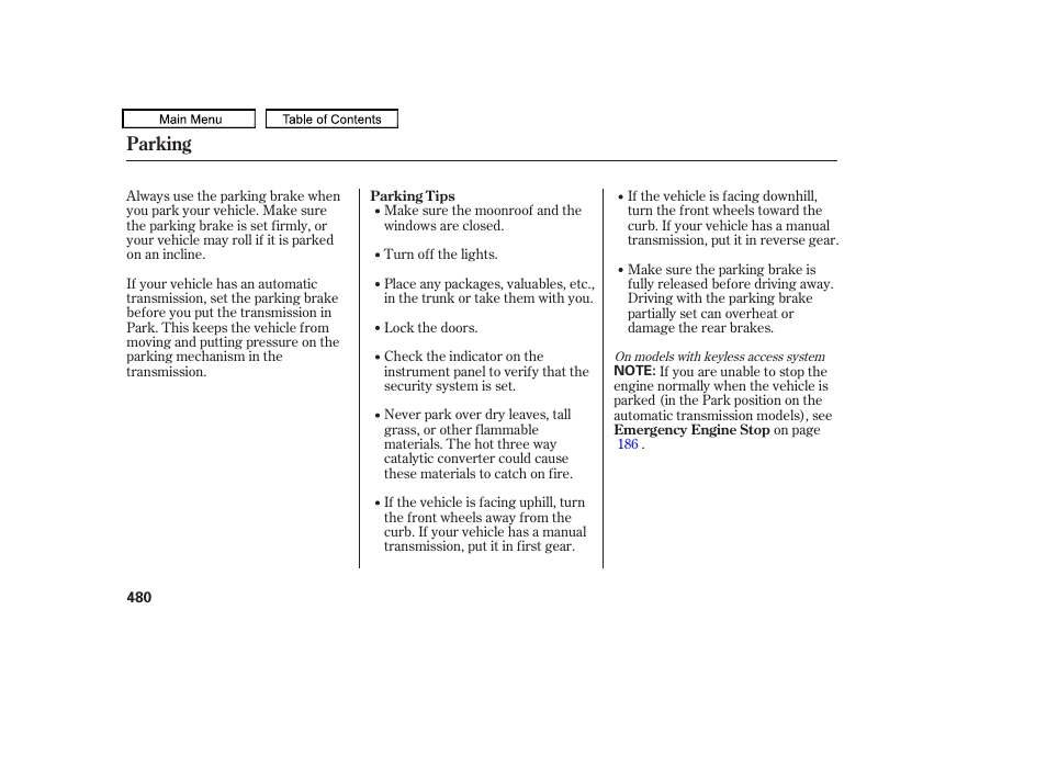 Parking | Acura 2010 TL User Manual | Page 483 / 612