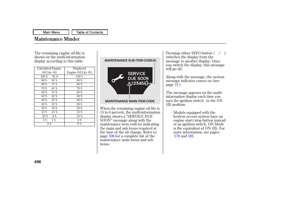 Maintenance minder, 2010 tl | Acura 2010 TL User Manual | Page 501 / 612