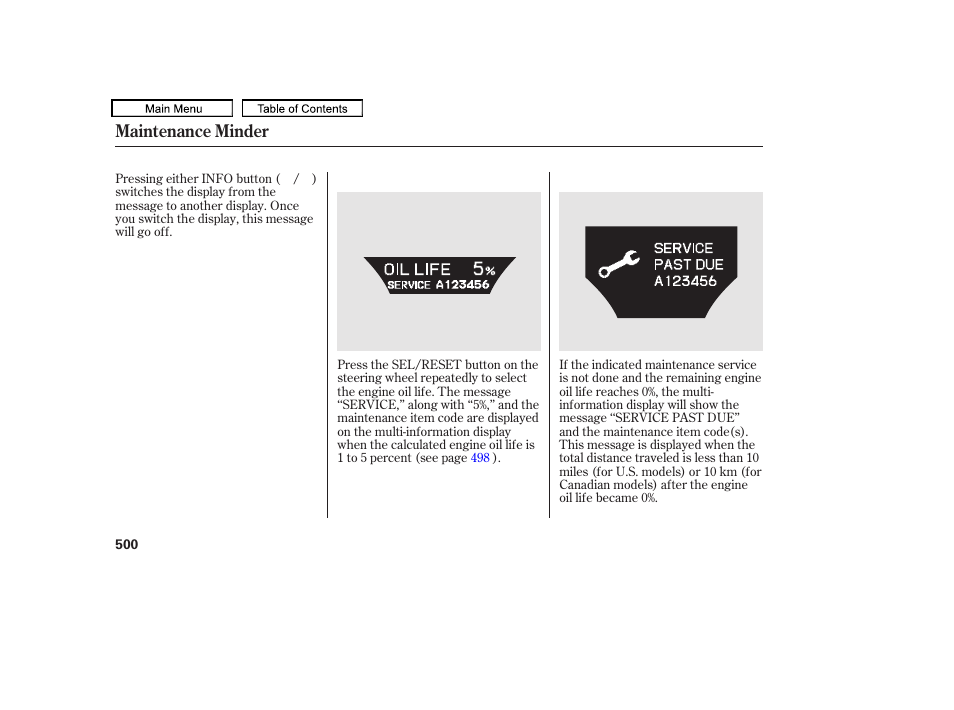Maintenance minder | Acura 2010 TL User Manual | Page 503 / 612