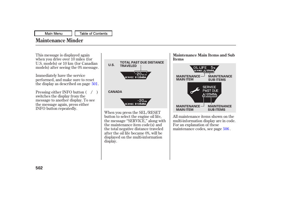 Maintenance minder | Acura 2010 TL User Manual | Page 505 / 612